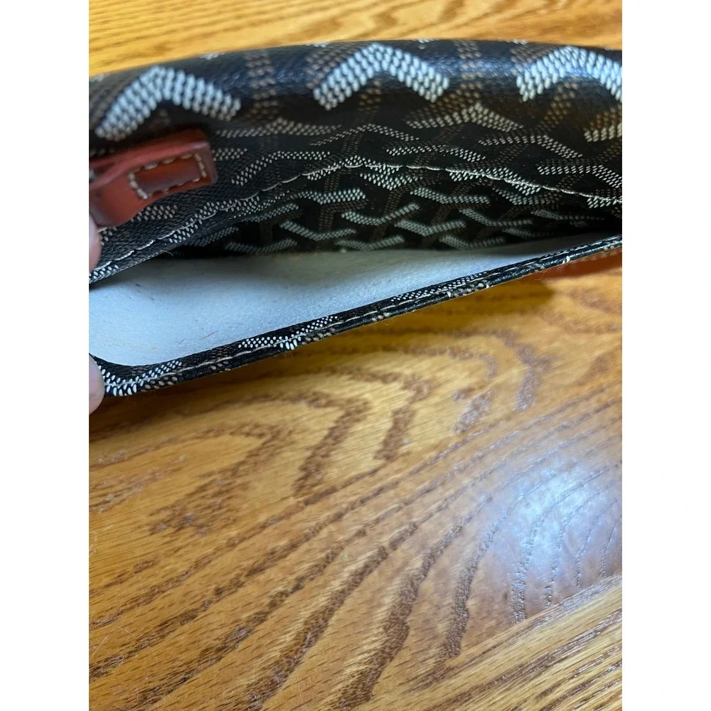EMO Made in Korea Chevron Monogram Slim Pouch Wallet Black Brown D-Ring Snap